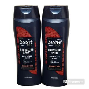 Suave Energizing Sport Body and Face Wash Bergamont and Wood 18‎ oz.
